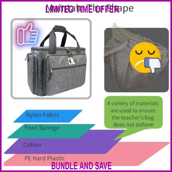 Rolling Teacher Bag with 5 360-Degree Wheels, Fits 15.6" Laptop - Picture 6 of 8